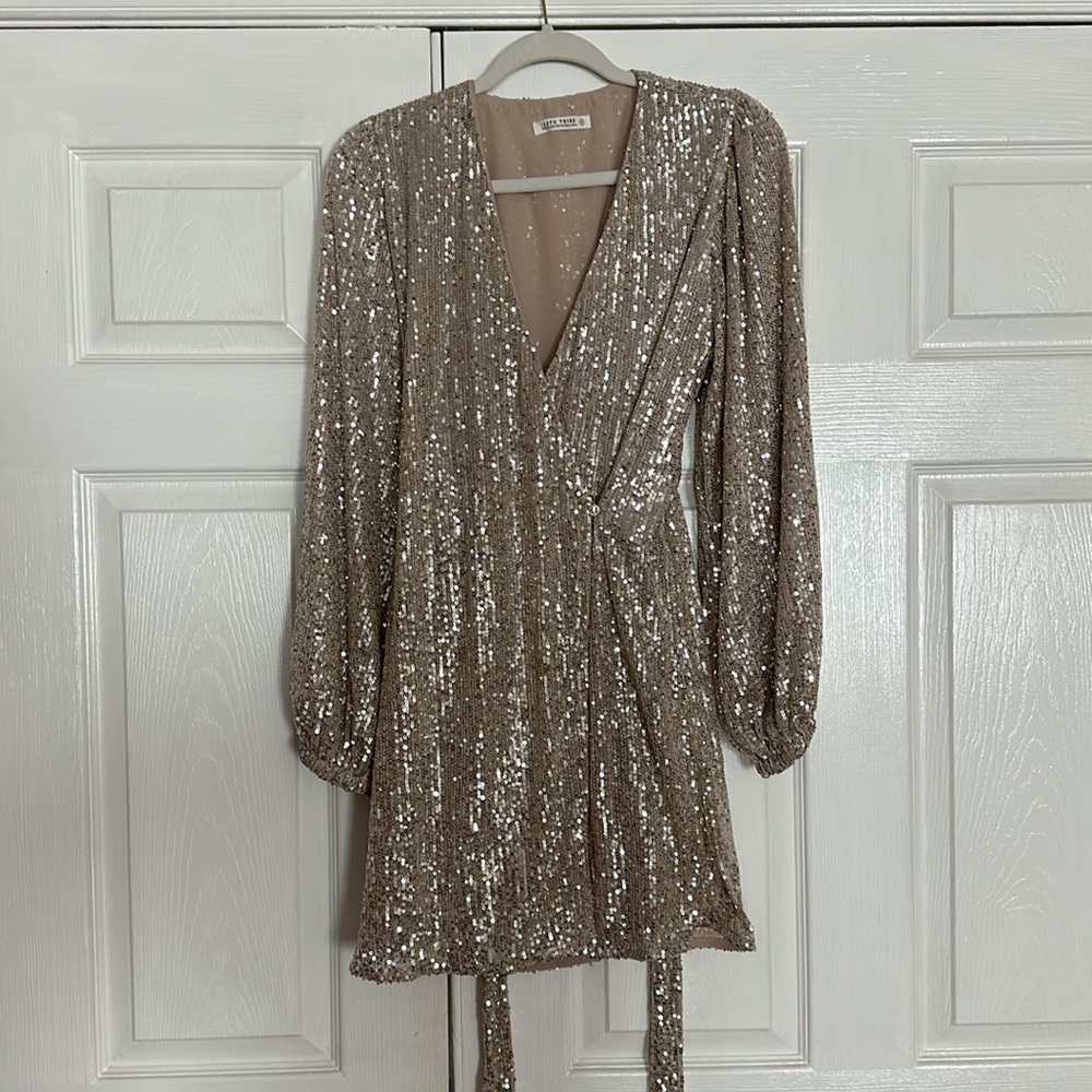 12th Tribe Sequin Mini Dress in Champagne